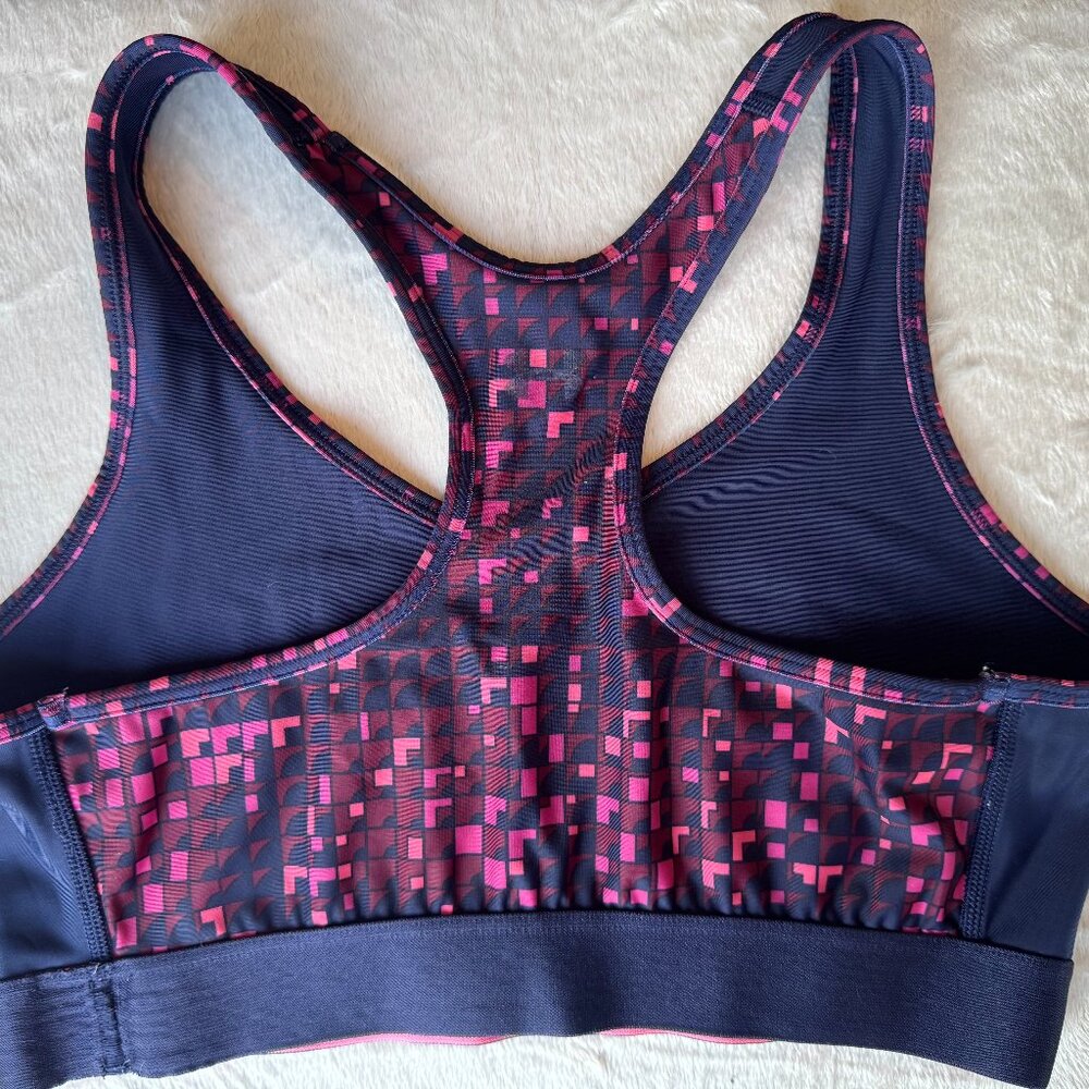 Under Armour Sports Bra, Size L, Navy Blue/Pink
